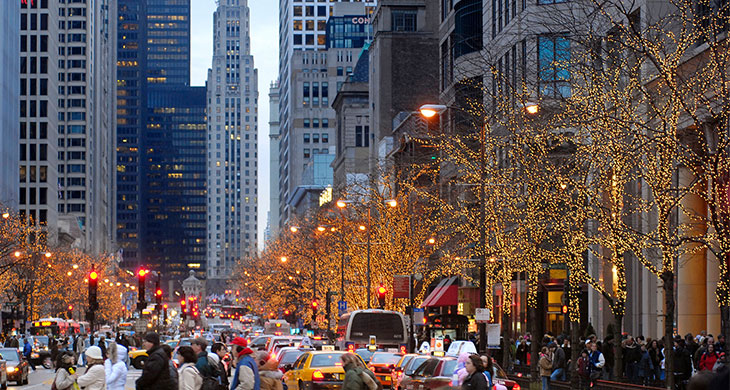 Busy street in Chicago