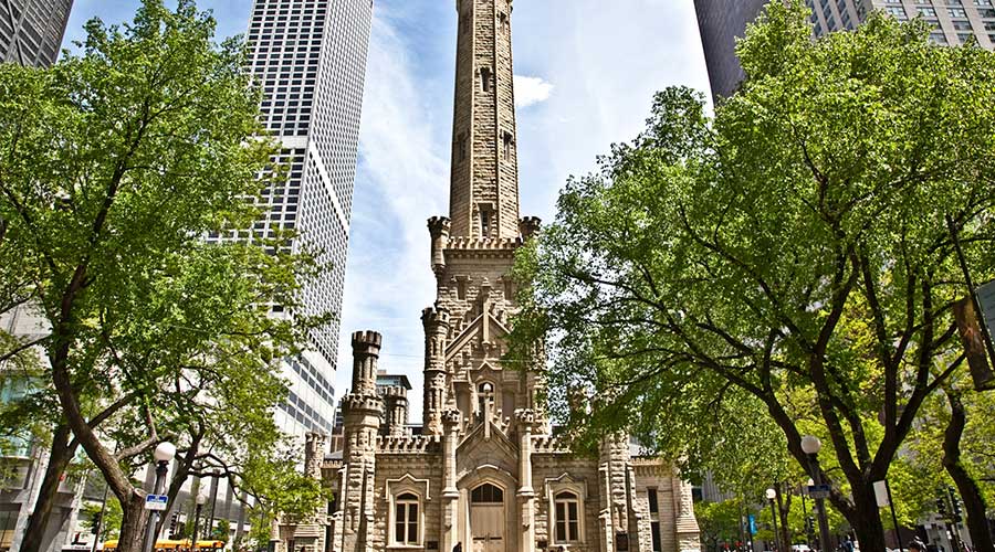 Exterior shot of the water tower