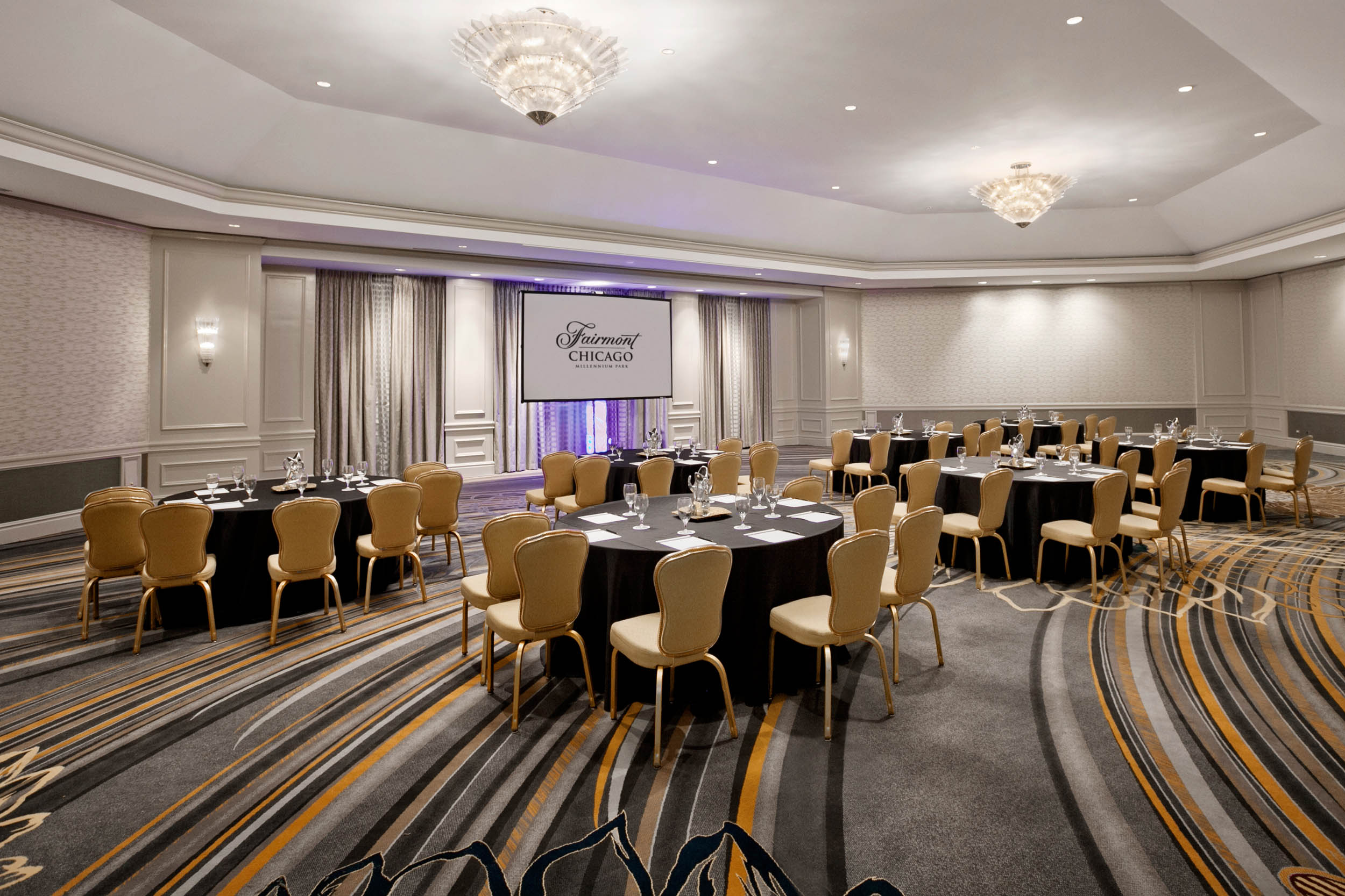 Crystal room set with crescent rounds seating