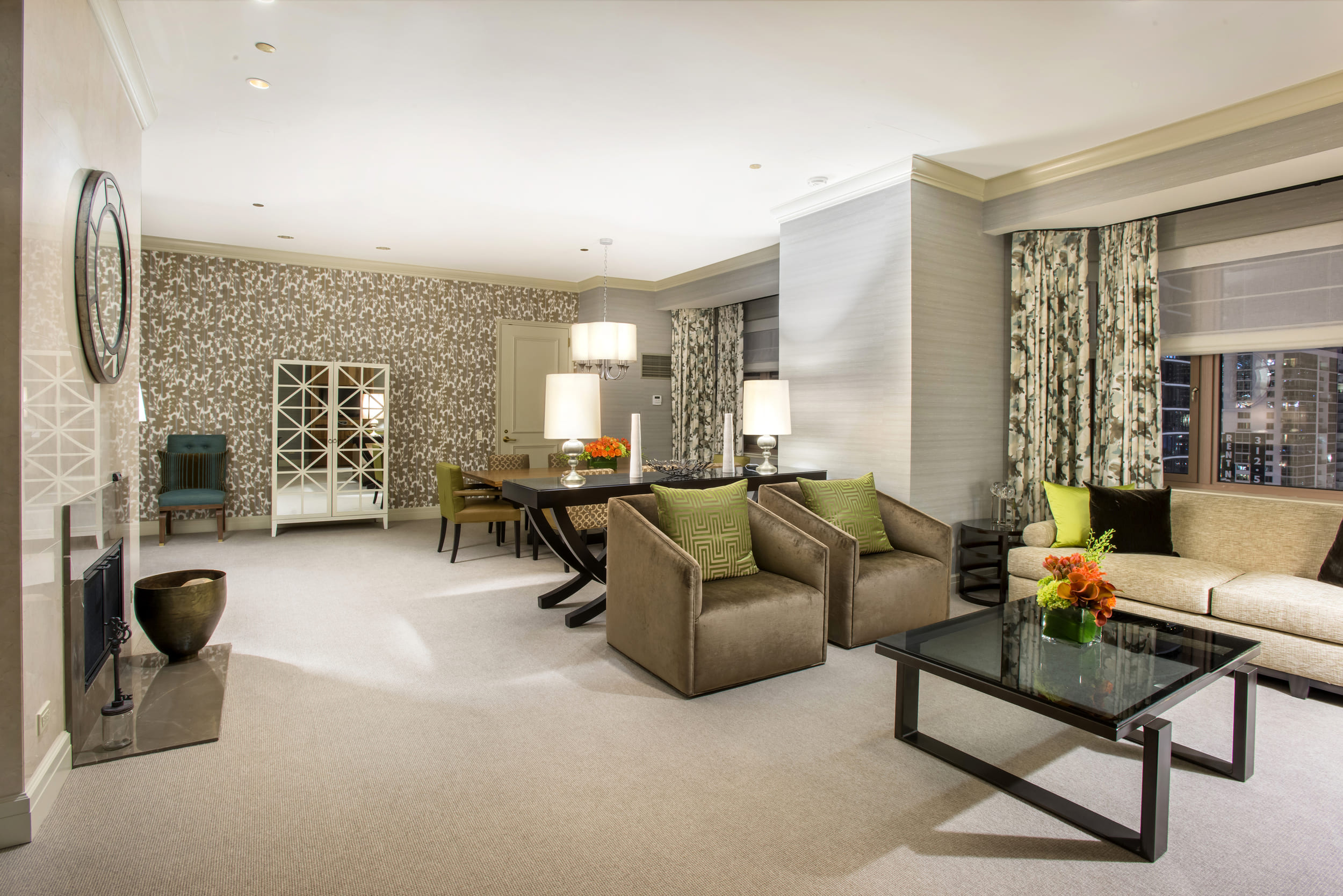 living room with kitchen table