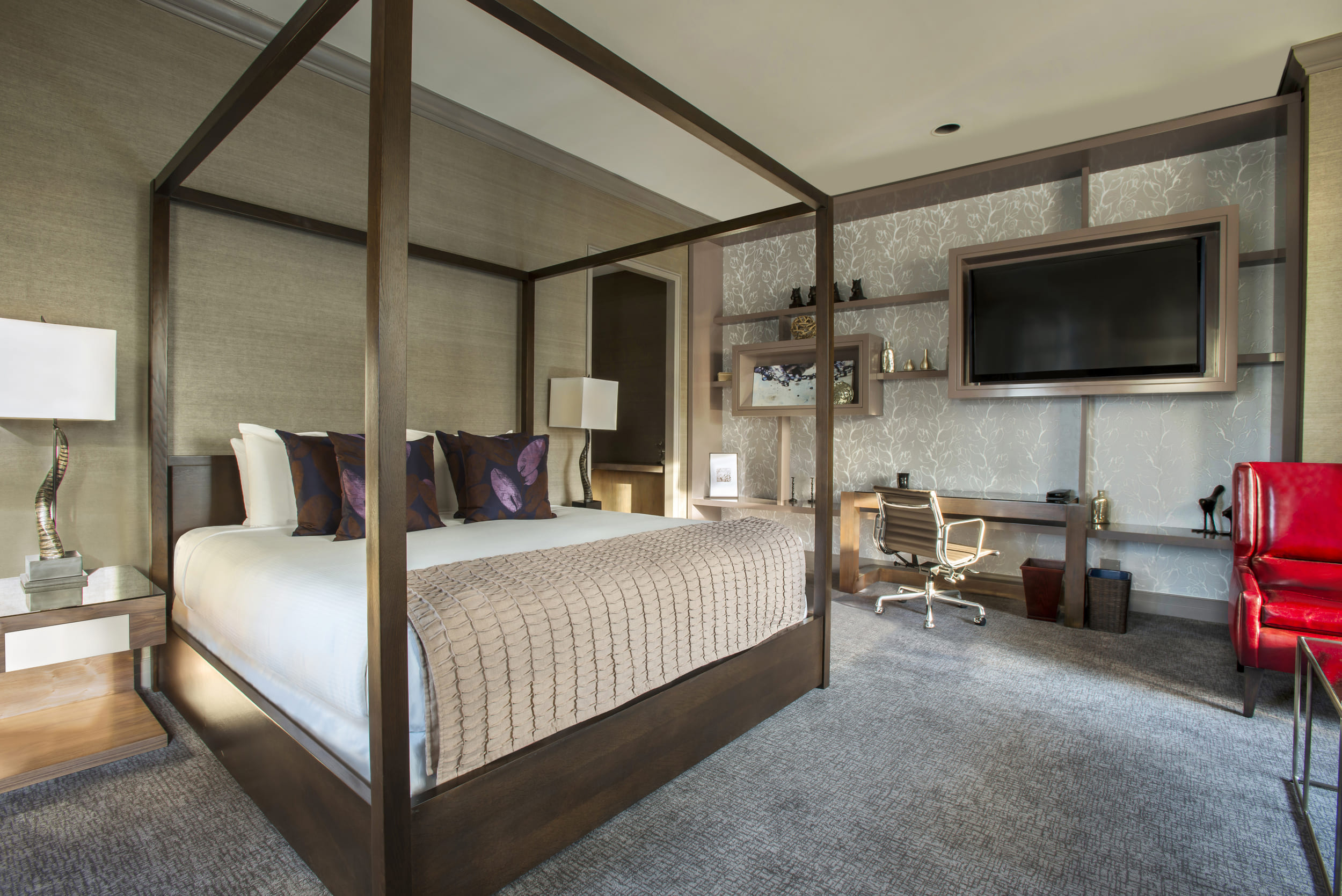 bedroom with four post bed