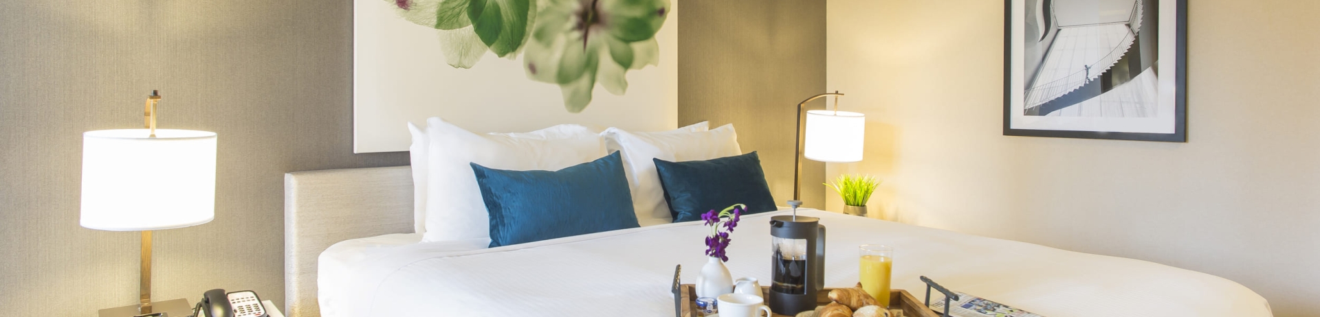 Bedroom with breakfast tray
