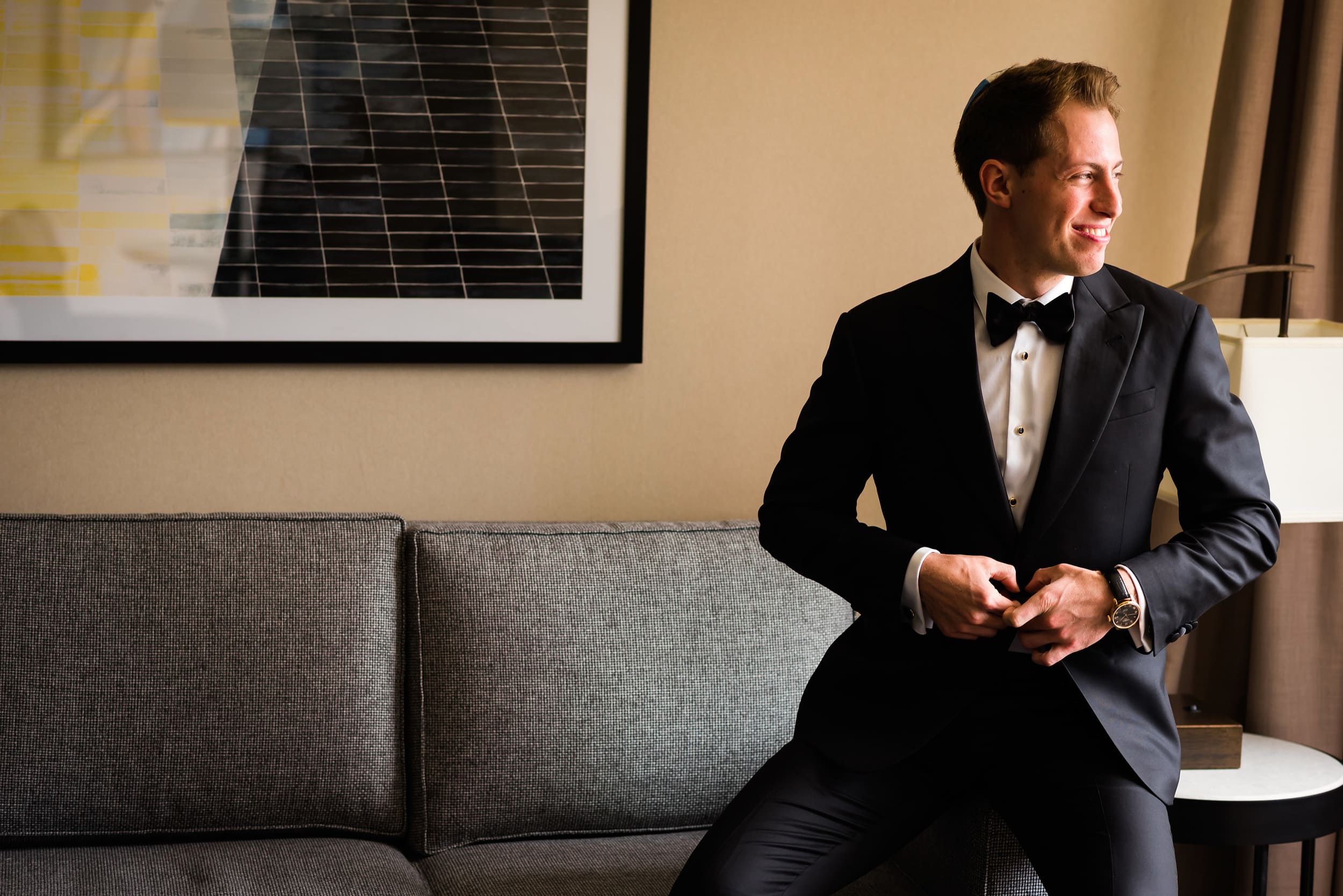 groom smilling