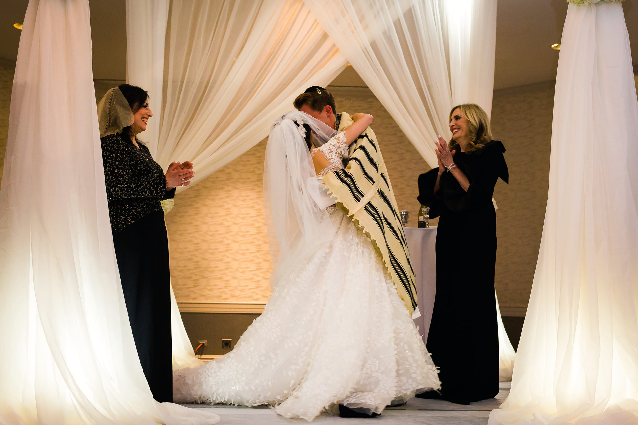 bride and groom kissing