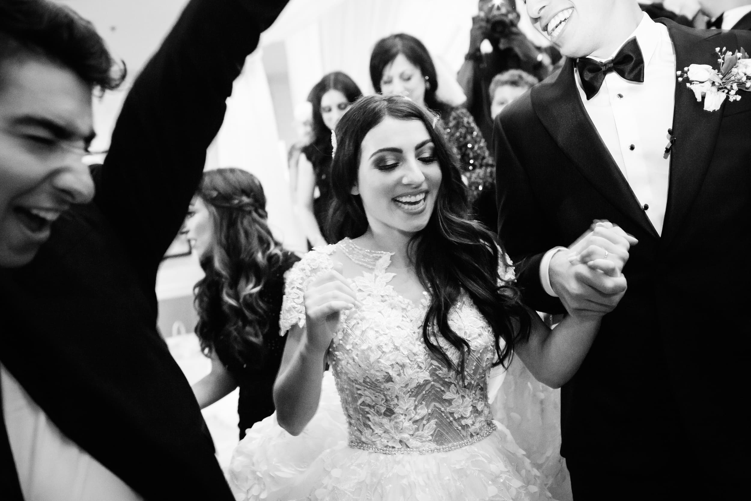 bride and groom dancing