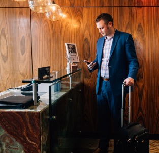 man at desk