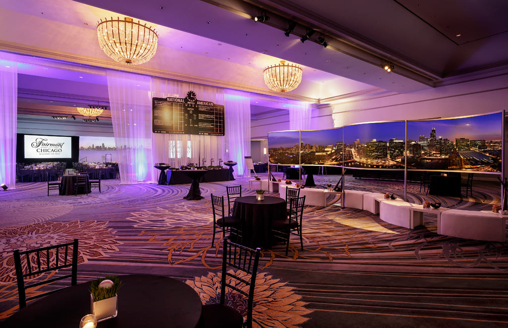 meeting room with small tables