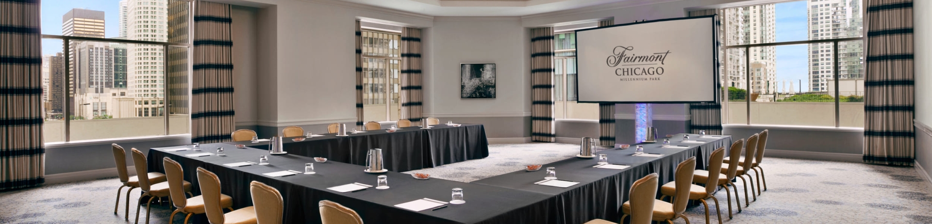 room with u-shape table set up